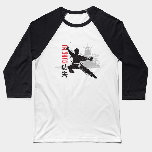 kung fu Baseball T-Shirt by vivalarevolucio